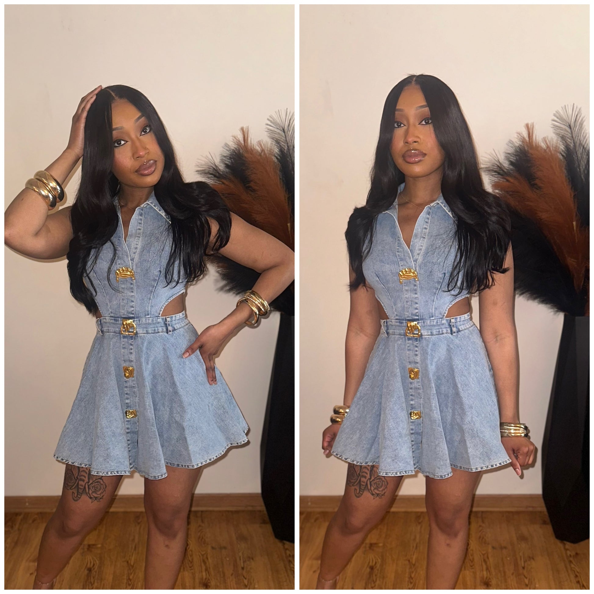 Rivera Side Cutout Denim Dress – Pressure P Collections Rivera Side Cutout Denim Dress – Pressure P Collections