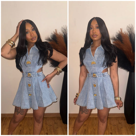 Rivera Side Cutout Denim Dress